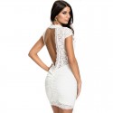 Vestido Slim Fit Branco Curto em Renda Estilo Noiva