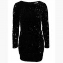 Brilliant Black Elegant Short Sleeve Long Dress. all finished in Spangle.