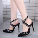 Women's Shoe Black Social Party Luxury Formal Open Heel Slim High