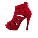 Women's Shoe Red Velvet Thin High Boot Party and Ballad