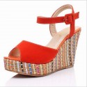 Women's High Heel Sandal With Colorful Platform Decorated Open