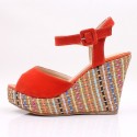 Women's High Heel Sandal With Colorful Platform Decorated Open