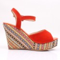 Women's High Heel Sandal With Colorful Platform Decorated Open