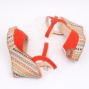 Women's High Heel Sandal With Colorful Platform Decorated Open