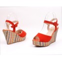 Women's High Heel Sandal With Colorful Platform Decorated Open