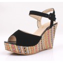 Women's High Heel Sandal With Colorful Platform Decorated Open