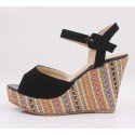 Women's High Heel Sandal With Colorful Platform Decorated Open