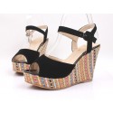 Women's High Heel Sandal With Colorful Platform Decorated Open