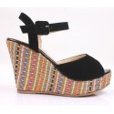 Women's High Heel Sandal With Colorful Platform Decorated Open