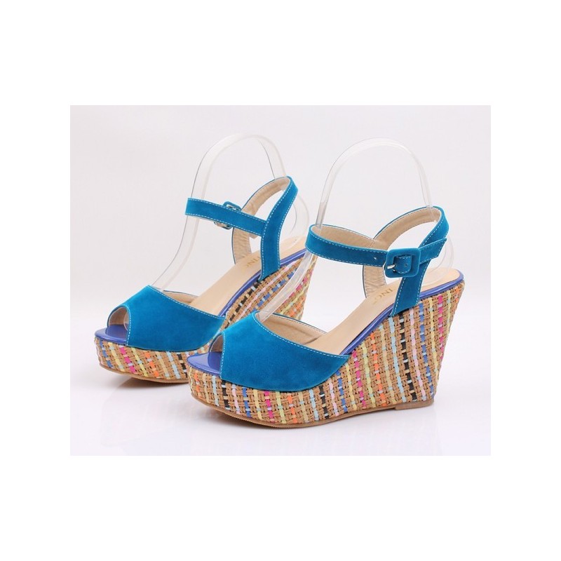 Women's High Heel Sandal With Colorful Platform Decorated Open