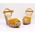 Women's High Heel Sandal With Colorful Platform Decorated Open