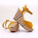 Women's High Heel Sandal With Colorful Platform Decorated Open