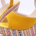 Women's High Heel Sandal With Colorful Platform Decorated Open
