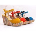 Women's High Heel Sandal With Colorful Platform Decorated Open