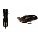 Women's Boots Black Cladding with Ties Coutry