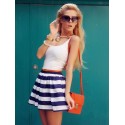 Summer Striped Short Dress White and Blue