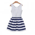 Summer Striped Short Dress White and Blue