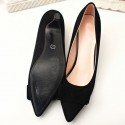 Women's Black Low-Ended Shoe With Fine Peak Social Luxury Elegant