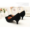 Women's Black Low-Ended Shoe With Fine Peak Social Luxury Elegant