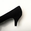Sapato Feminino Baixo Preto com Laço Pico Fino Social Luxo Elegante