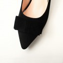 Women's Black Low-Ended Shoe With Fine Peak Social Luxury Elegant