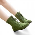 Shoe Boot Female Cano High Ankle Military Style Green Tennis