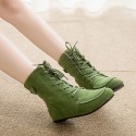 Shoe Boot Female Cano High Ankle Military Style Green Tennis