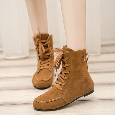 Shoe Boot Female Cano High Ankle Military Style Green Tennis