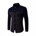 Men's Casual Shirt Long Sleeve Winter Fashion Button Gray
