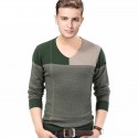 Winter T-Shirt V-Neck Plaid Sweater Men's Long Sleeve