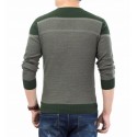 Winter T-Shirt V-Neck Plaid Sweater Men's Long Sleeve