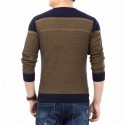 Winter T-Shirt V-Neck Plaid Sweater Men's Long Sleeve