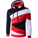 Moletom Masculino Listrado com Capuz e Cadarço Moda Inverno Vermelho