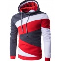 Moletom Masculino Listrado com Capuz e Cadarço Moda Inverno Vermelho