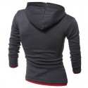 Men's Ziper Hooded Sweatshirt with Asymmetric Cotton Thick Fabric