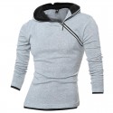 Men's Ziper Hooded Sweatshirt with Asymmetric Cotton Thick Fabric