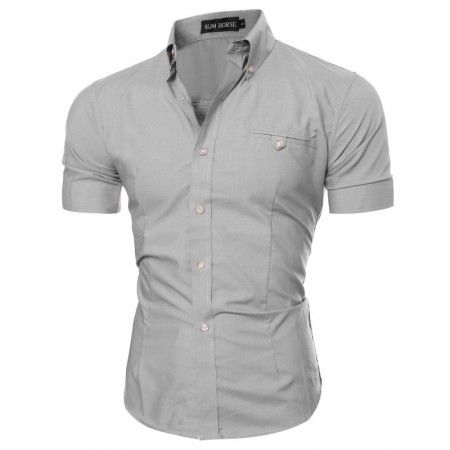 Men's Casual Shirt Casual Short Sleeve Casual Gray