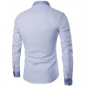 Camisa Social Masculina Lisa Slim Fit Algodão Claro Manga Longa Azul