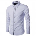 Camisa Social Masculina Lisa Slim Fit Algodão Claro Manga Longa Azul