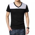 Men's Two Colors Black T-Shirt Casual Short Sleeve V-Neck