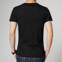 Camiseta Masculina Duas Cores Preta Manga Curta Casual Gola V