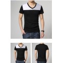 Men's Two Colors Black T-Shirt Casual Short Sleeve V-Neck