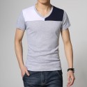 Men's Two Colors Black T-Shirt Casual Short Sleeve V-Neck