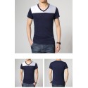 Men's Two Colors Black T-Shirt Casual Short Sleeve V-Neck