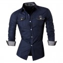 Casual Jeans Casual Shirt Long Sleeve Metallic Button Mens Jacket