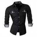 Casual Jeans Casual Shirt Long Sleeve Metallic Button Mens Jacket