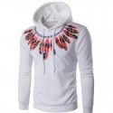 Camiseta de Frio Moletom Indigina Branco Casual com Capuz Moda Inverno