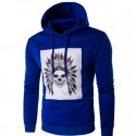 Moletons Masculino Azul Estampado Índio Caveira Casual Frio com Capuz