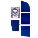 Moletons Masculino Azul Estampado Índio Caveira Casual Frio com Capuz