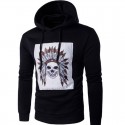 Men's Sweatshirts Blue Print Indian Skull Casual Cold Hooded